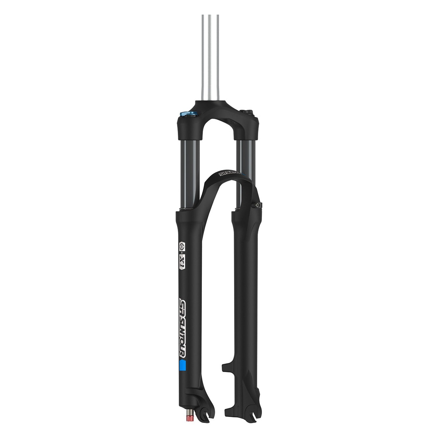 SR Suntour X1 27.5" 120 mm suspension fork, matt black, three-quarter view